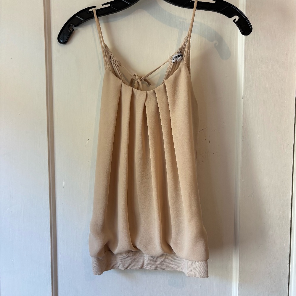 Cream pleated tank top